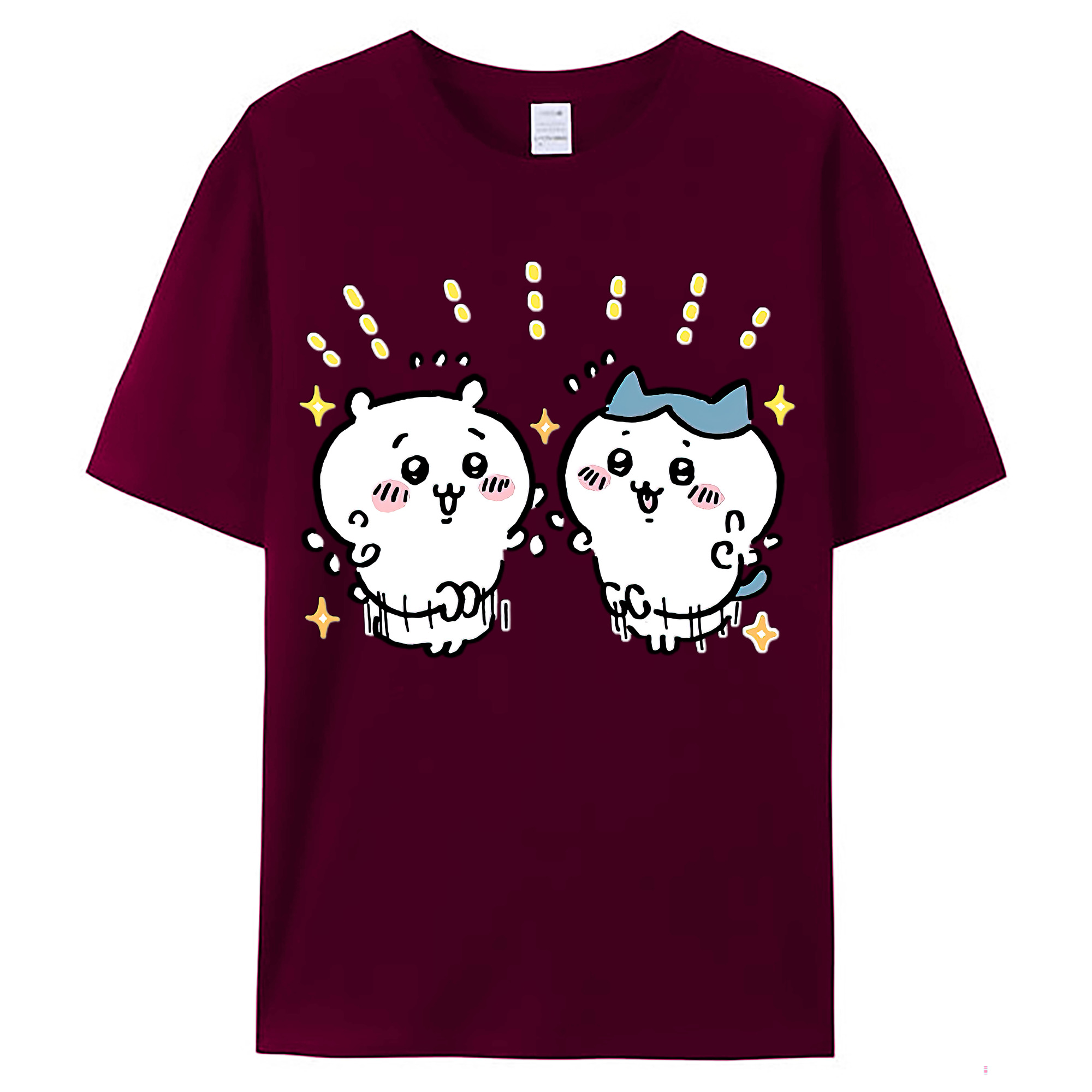 （画像用） ちいかわ ハチワレ Chii-kawa hachiware レディースカジュアルプリントTシャツ（綿100％）